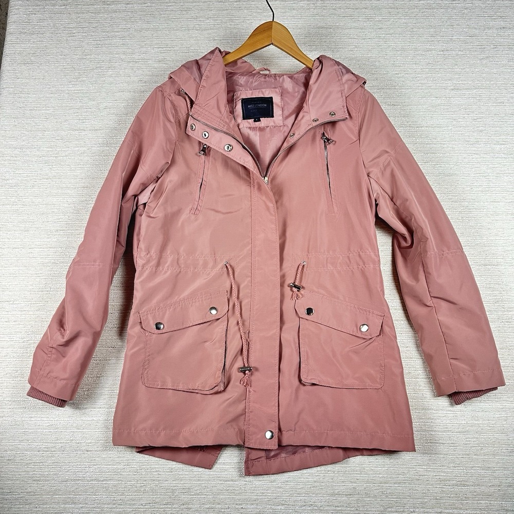 Collection by Miss London Black Label Jacket Lightweight Hooded Large Pink